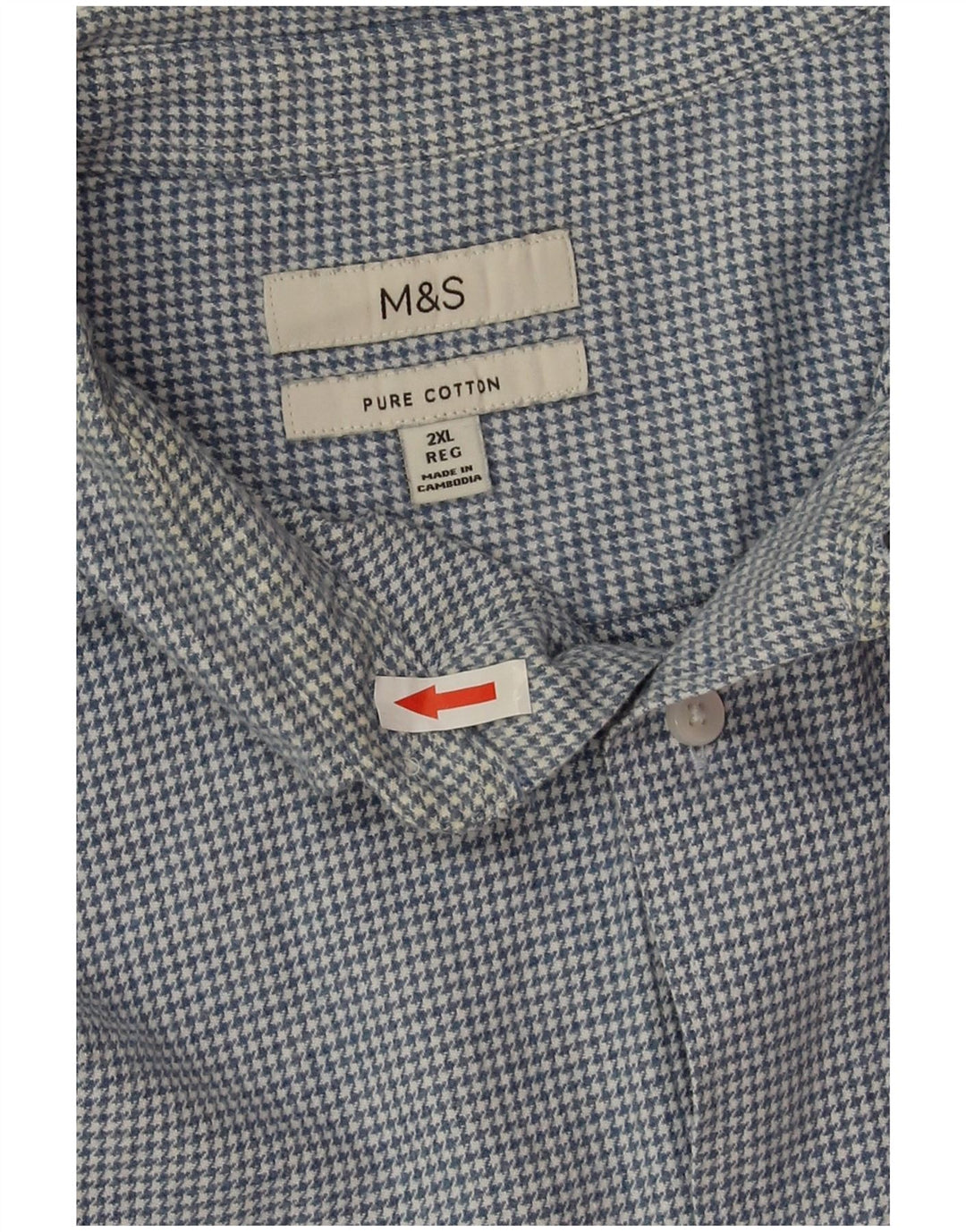 Cămașă de flanel pentru bărbați Marks & Spencer, bumbac albastru Houndstooth 2XL