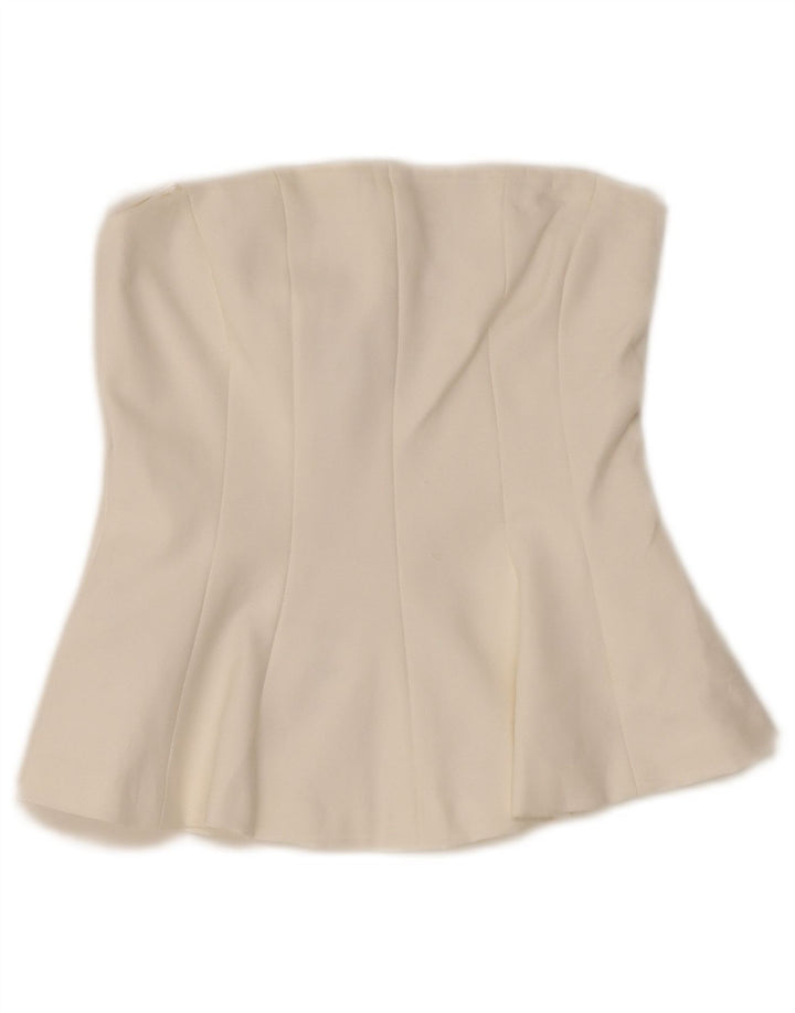 Top Crop fără bretele pentru femei Zara UK 4 XS Poliester alb