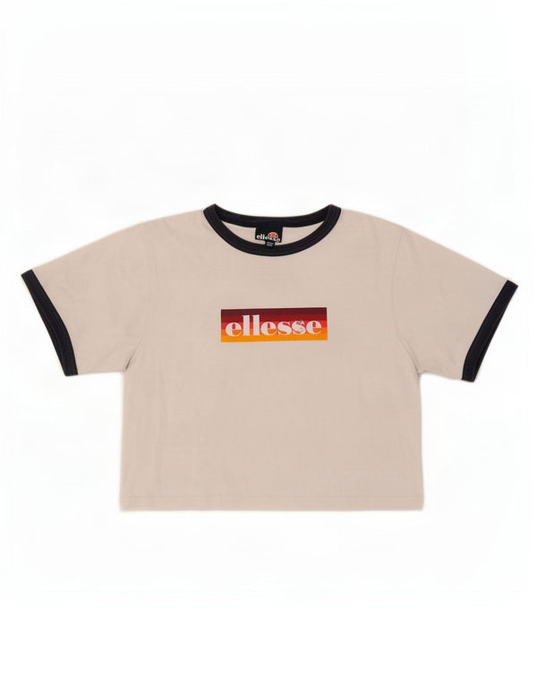 Tricou cu grafic crop pentru femei Ellesse, UK 6 XS, alb, bloc de culoare
