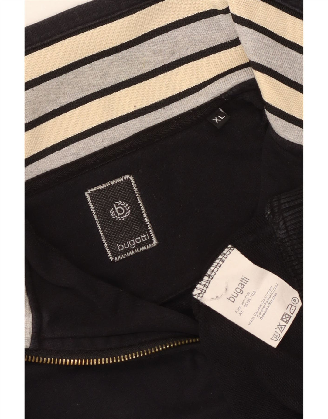 Hanorac pentru bărbați Bugatti, cu fermoar și gât, Jumper XL, bumbac negru