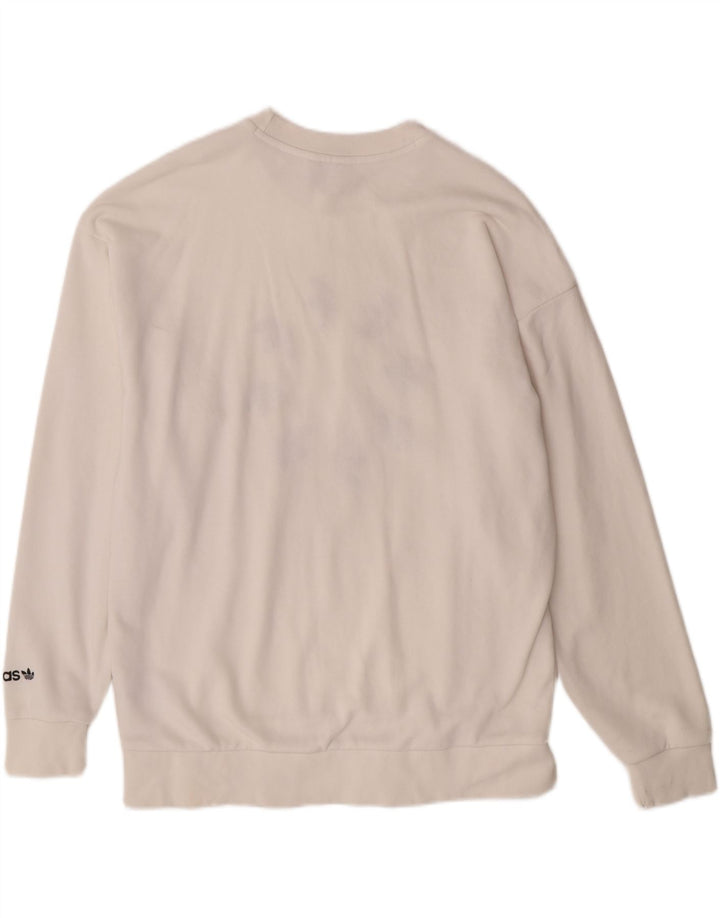 Pulover cu grafic supradimensionat ADIDAS pentru femei UK 12 Medium Off White