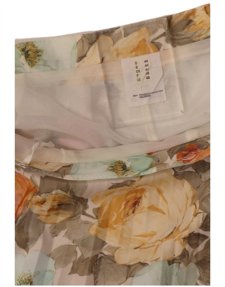 Fusta plisată pentru femei VINTAGE EU 44 XL W32 Poliester floral multicolor