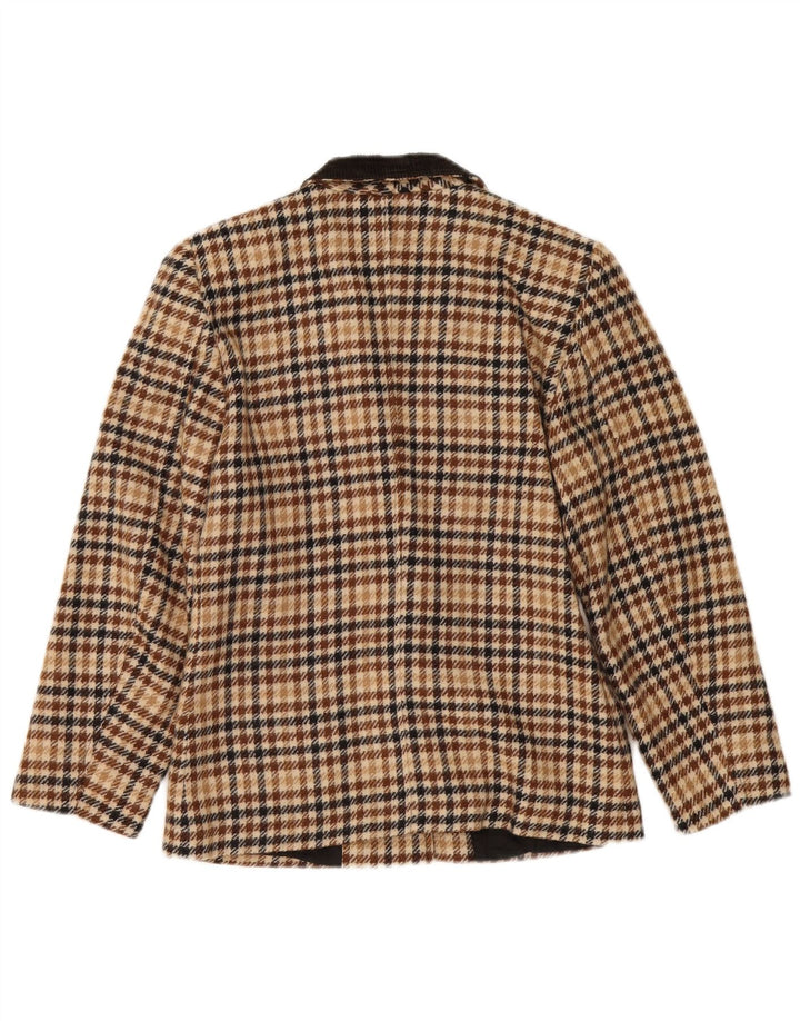 Jachetă Blazer Vintage pentru femei cu 2 nasturi UK 14 Medium Beige Houndstooth