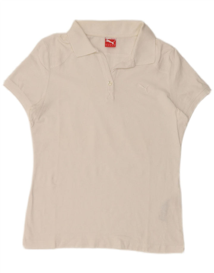 Tricou polo Puma pentru femei UK 12, bumbac alb mediu