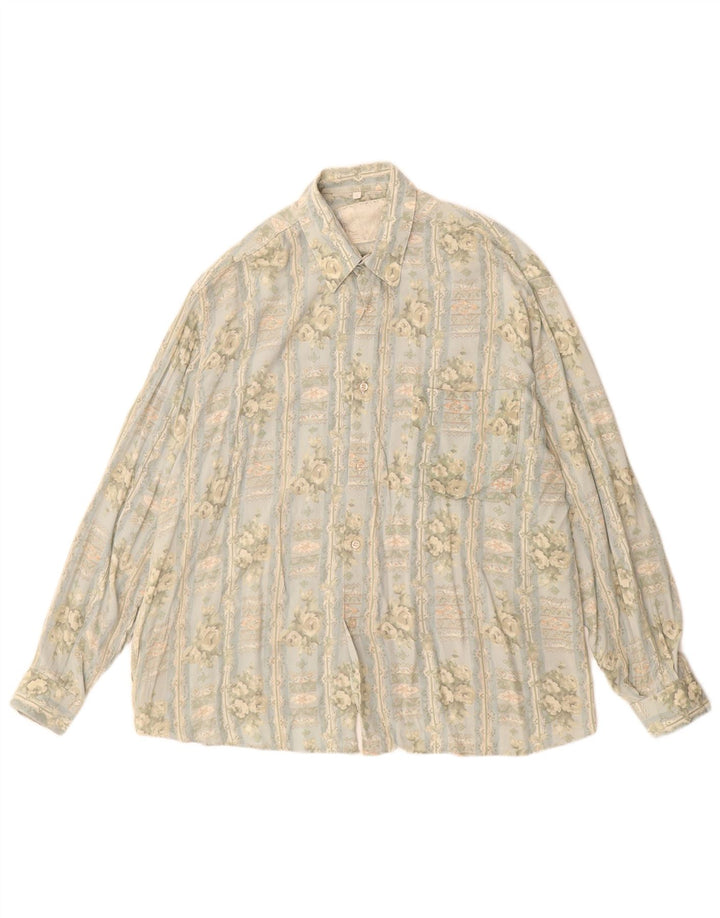 Cămașă Vintage pentru bărbați Albastru mediu Floral