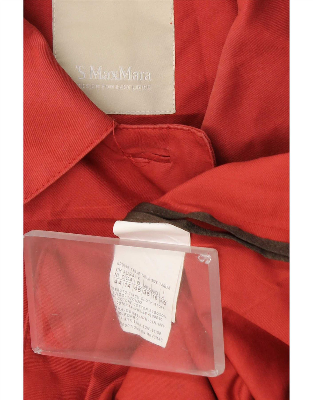 Pardesiu pentru femei Max Mara UK 16 mare bumbac roșu