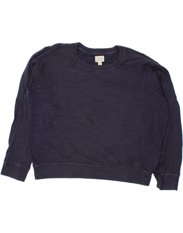 J. CREW Womens Oversized Sweatshirt Jumper UK 16 Large Navy Blue Cotton Vintage J. Crew and Second-Hand J. Crew from Messina Hembry 