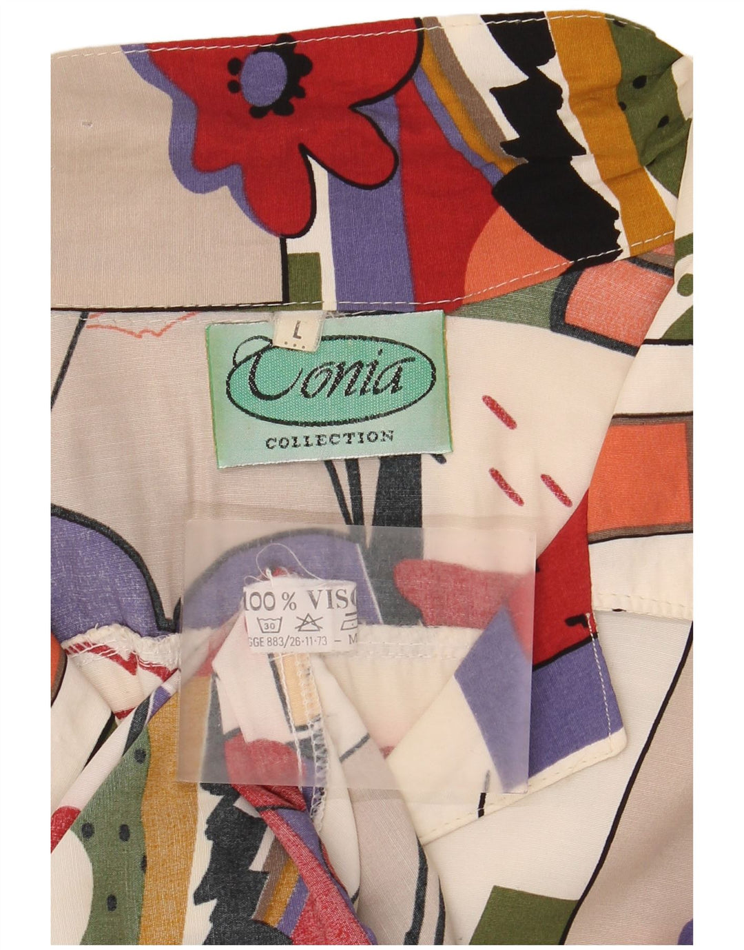 Bluză cu cămașă cu grafică supradimensionată pentru femei vintage UK 16 mare, multicoloră