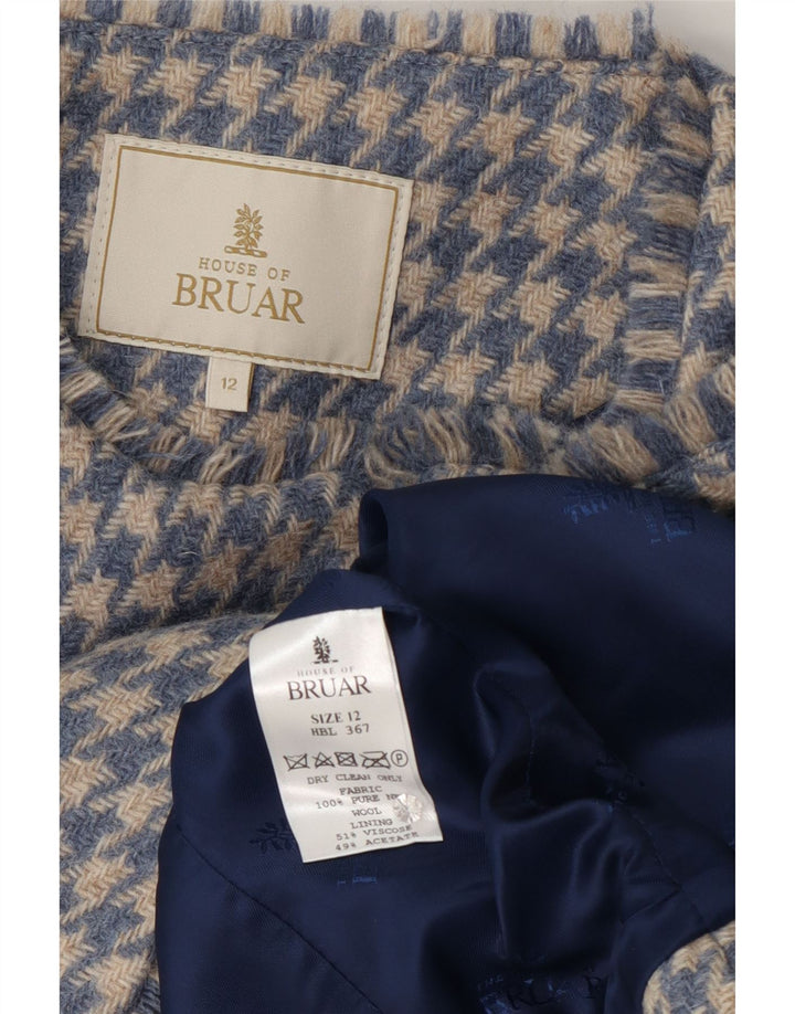HOUSE OF BRUAR Blazer Jacket pentru femei UK 12 Medium Blue Houndstooth Lână