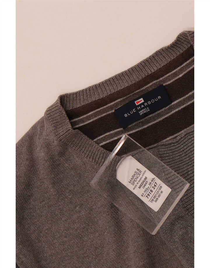 Pulover Marks & Spencer pentru bărbați, Blue Harbour, cu decolteu în V, bumbac, gri mediu