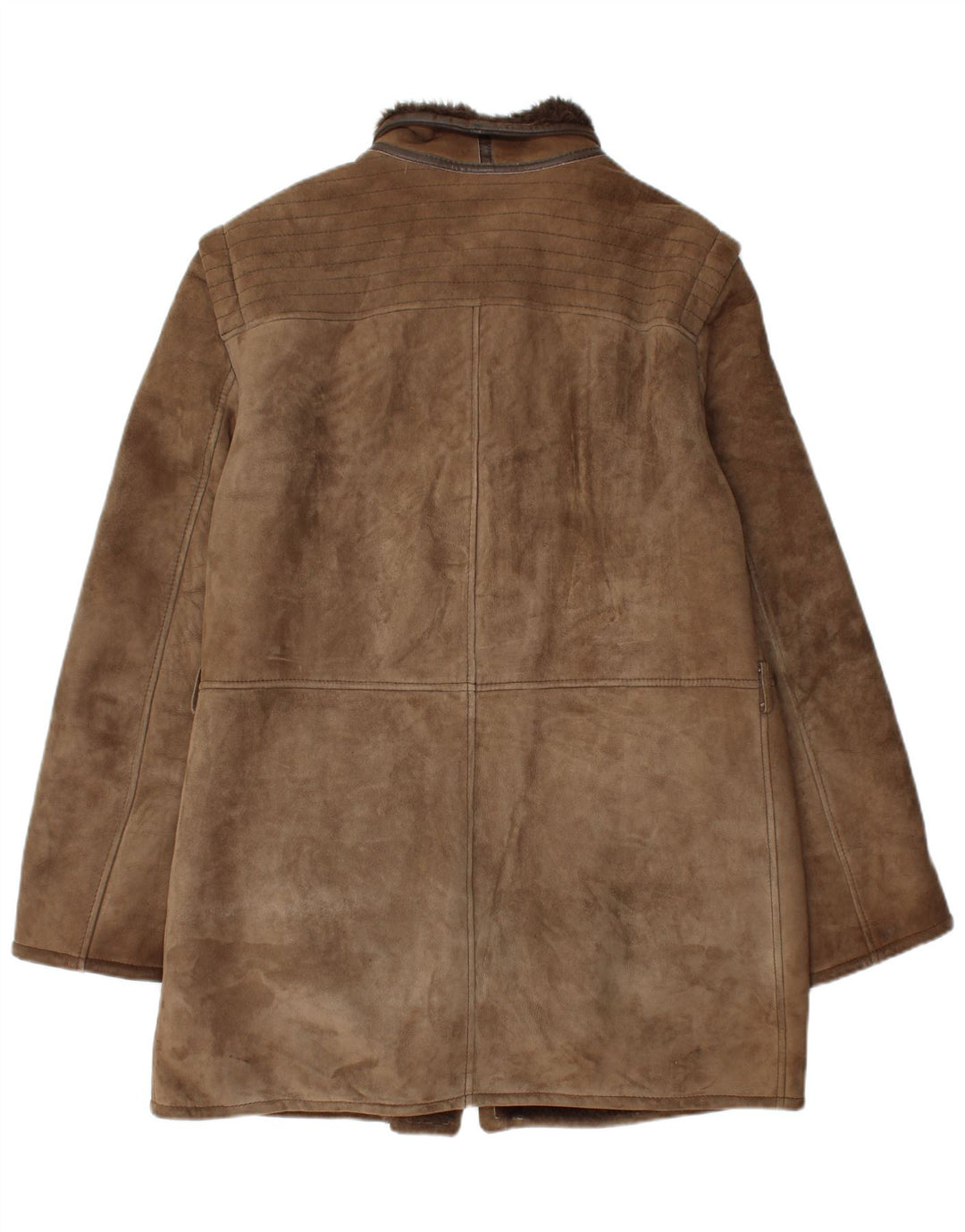 Pardesiu din shearling vintage pentru bărbați UK 40 mare, maro, din shearling