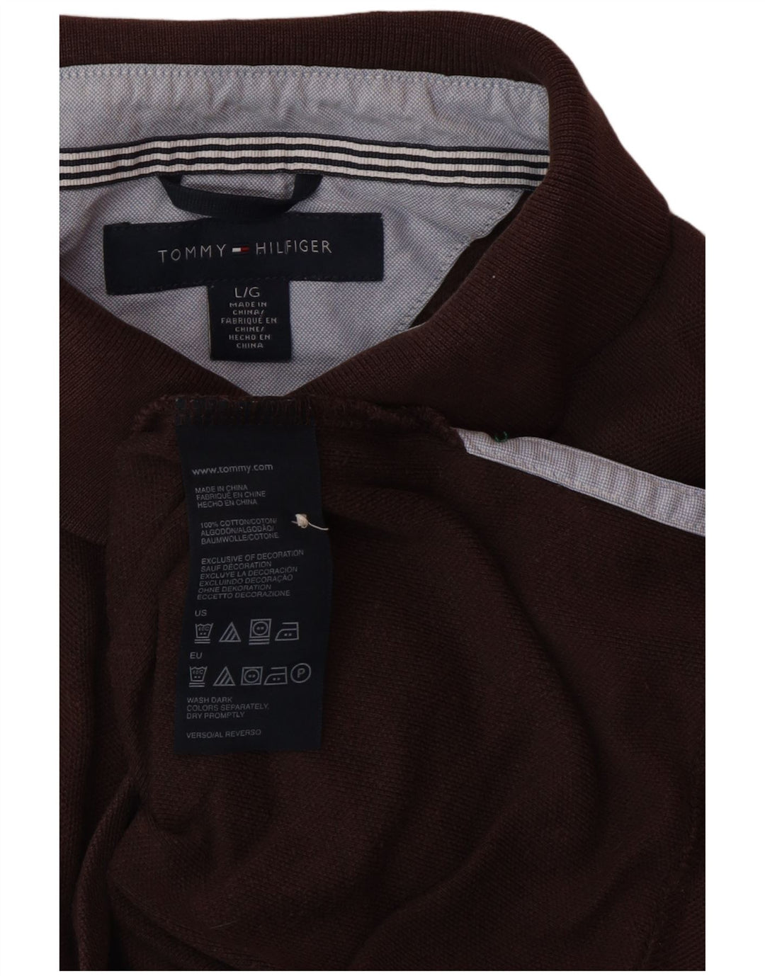 TOMMY HILFIGER Tricou polo pentru bărbați, bumbac maro mare