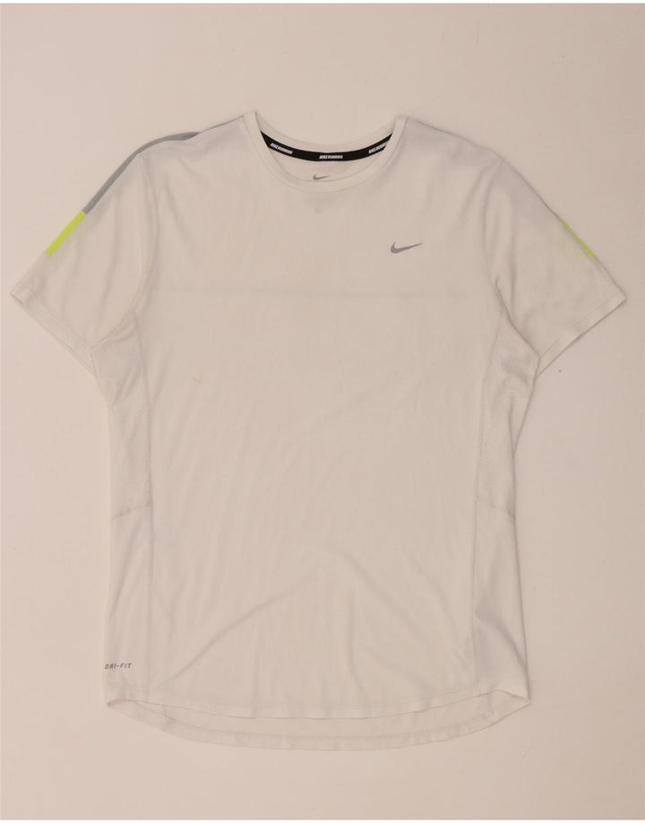 Tricou Nike Dri Fit pentru bărbați Top Mediu Alb Poliester Colorblock