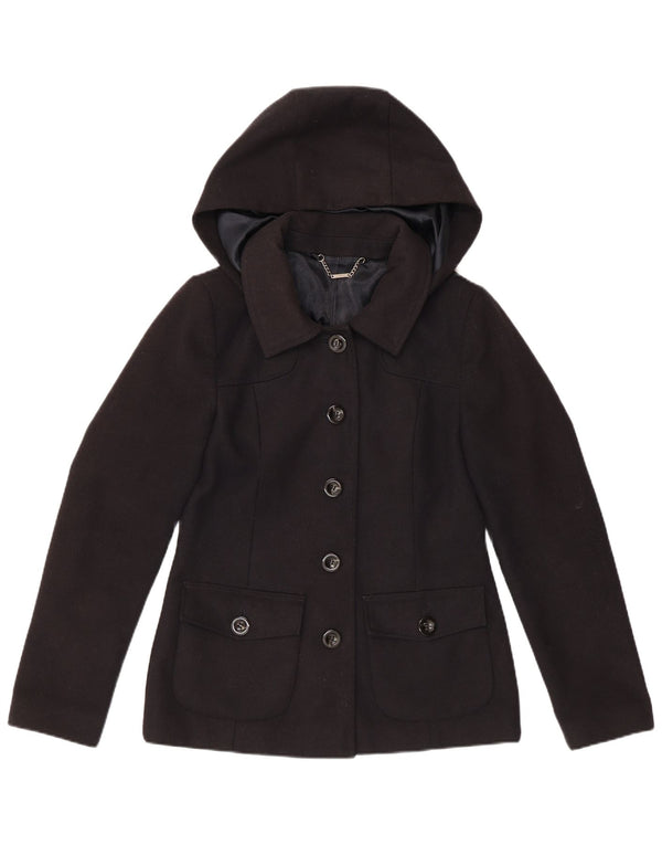 LAURA ASHLEY Sacou blazer pentru femei cu glugă, cu 5 nasturi, UK 10 Mic, bleumarin