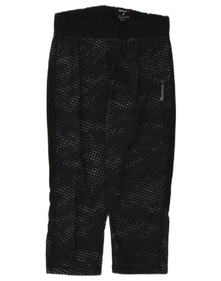 Leggings Capri grafic REEBOK pentru femei UK 8/10 Small Black Spotted