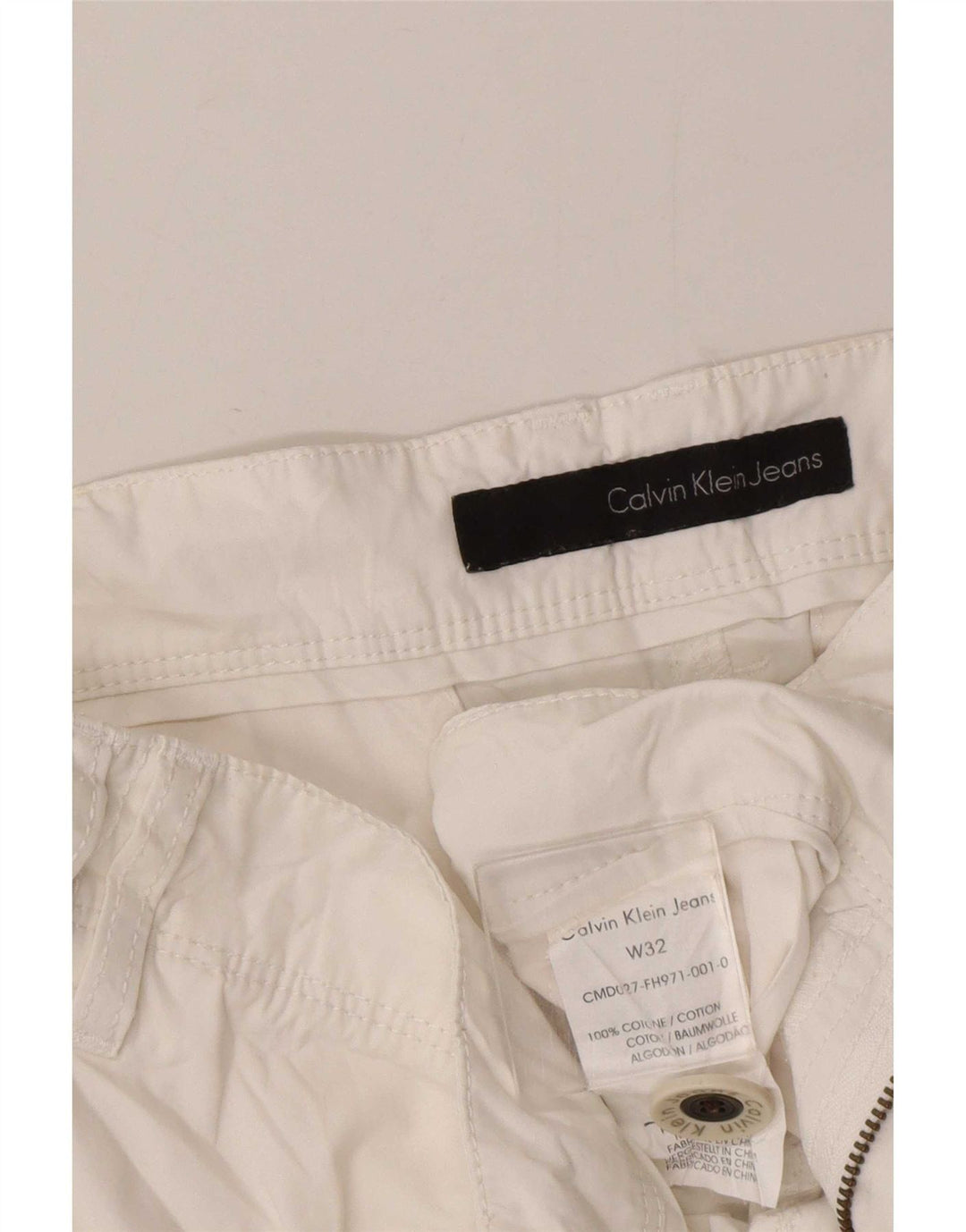 Pantaloni scurți cargo Calvin Klein pentru bărbați W32, bumbac alb mediu