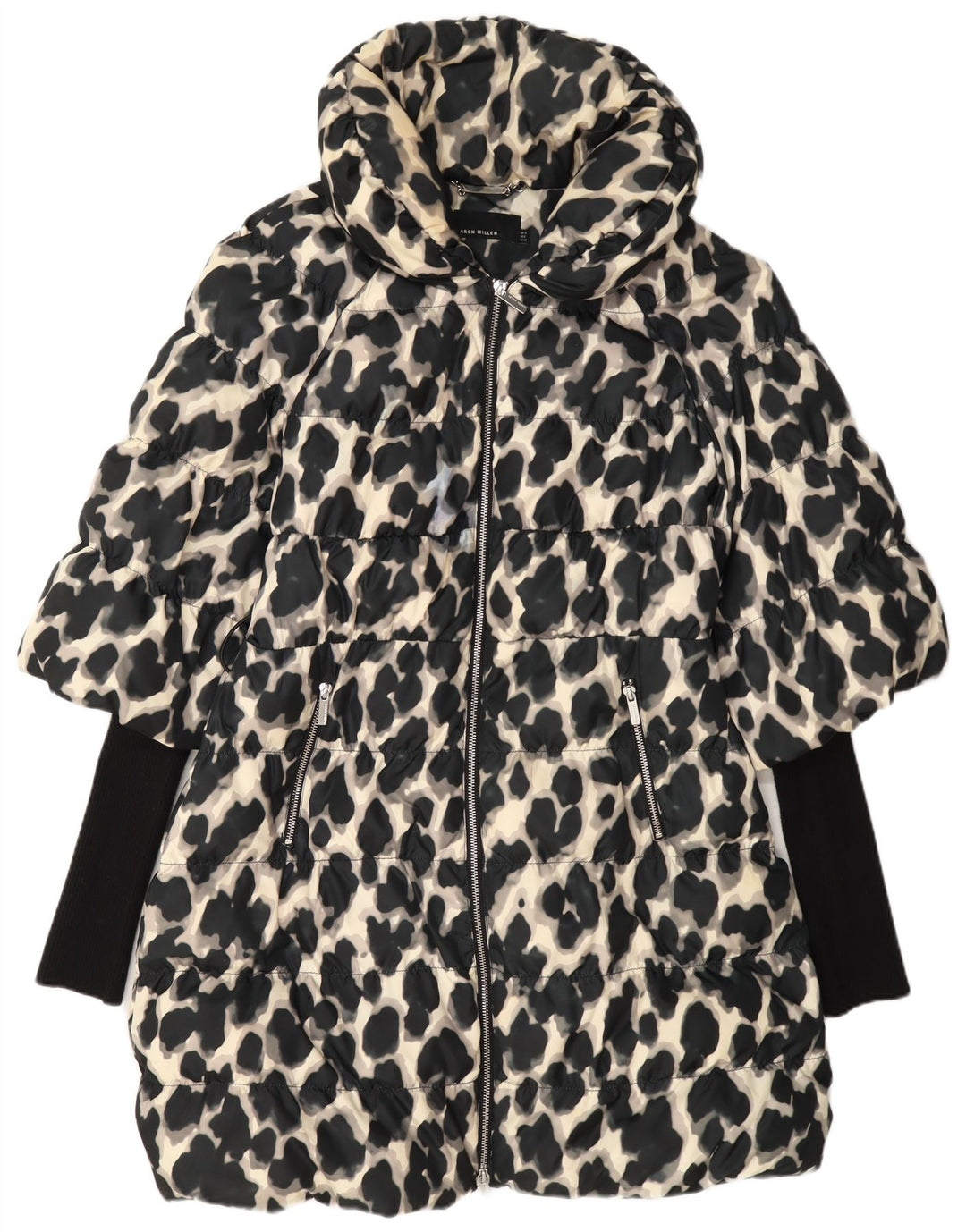Palton căptușit pentru femei Karen Millen UK 12 Medium Black Animal Print Poliester