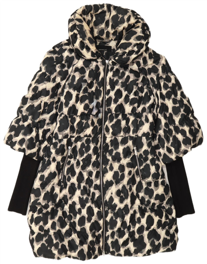 Palton căptușit pentru femei Karen Millen UK 12 Medium Black Animal Print Poliester