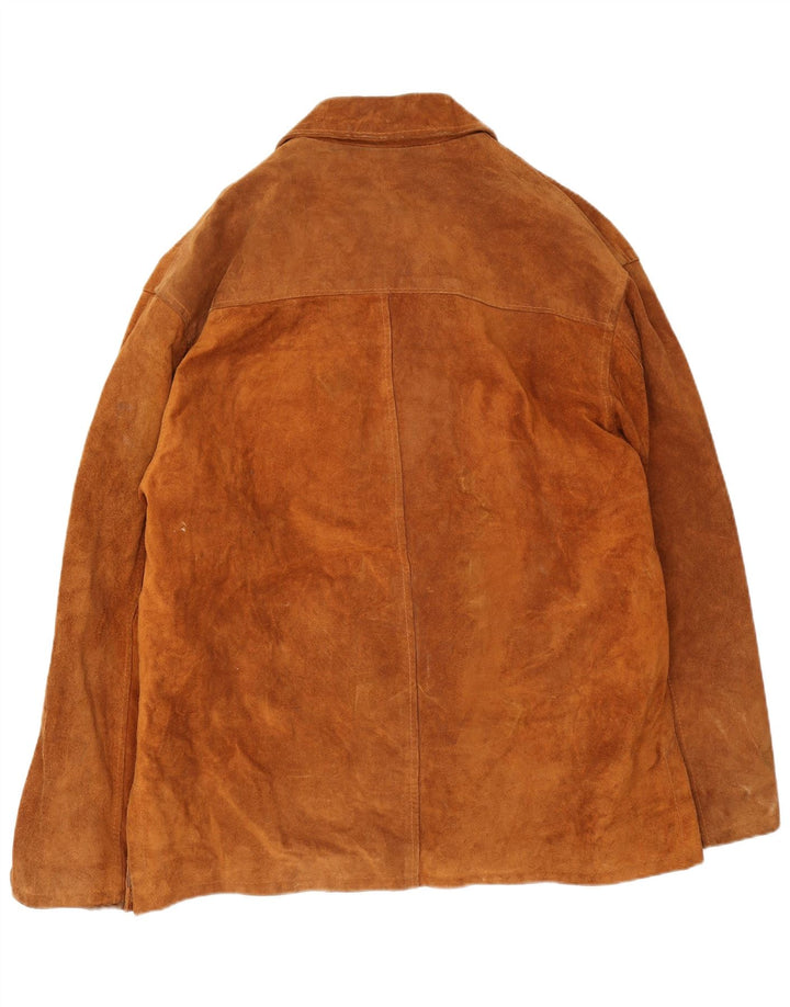 Jachetă vintage de piele intoarsa pentru femei UK 44 2XL maro