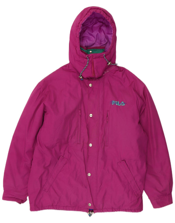 Fila Mens Hooded Windbreaker Jacket UK 42 XL Pink Polyester