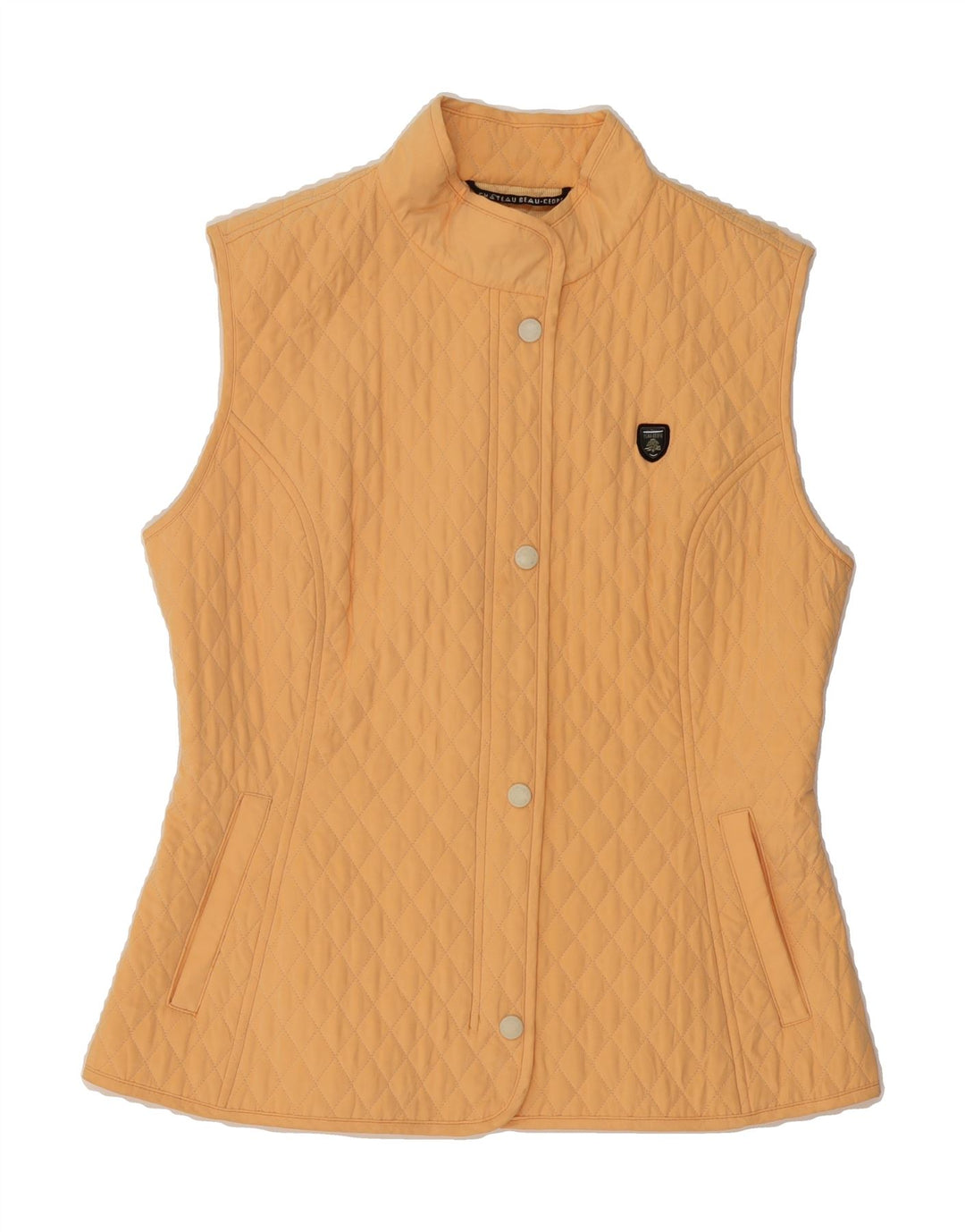 VINTAGE Womens Quilted Gilet UK 16 Large Yellow Polyester Vintage Vintage and Second-Hand Vintage from Messina Hembry 