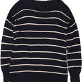 CHAPS Womens Boat Neck Jumper Sweater UK 14 Medium Navy Blue Striped Vintage Chaps and Second-Hand Chaps from Messina Hembry 