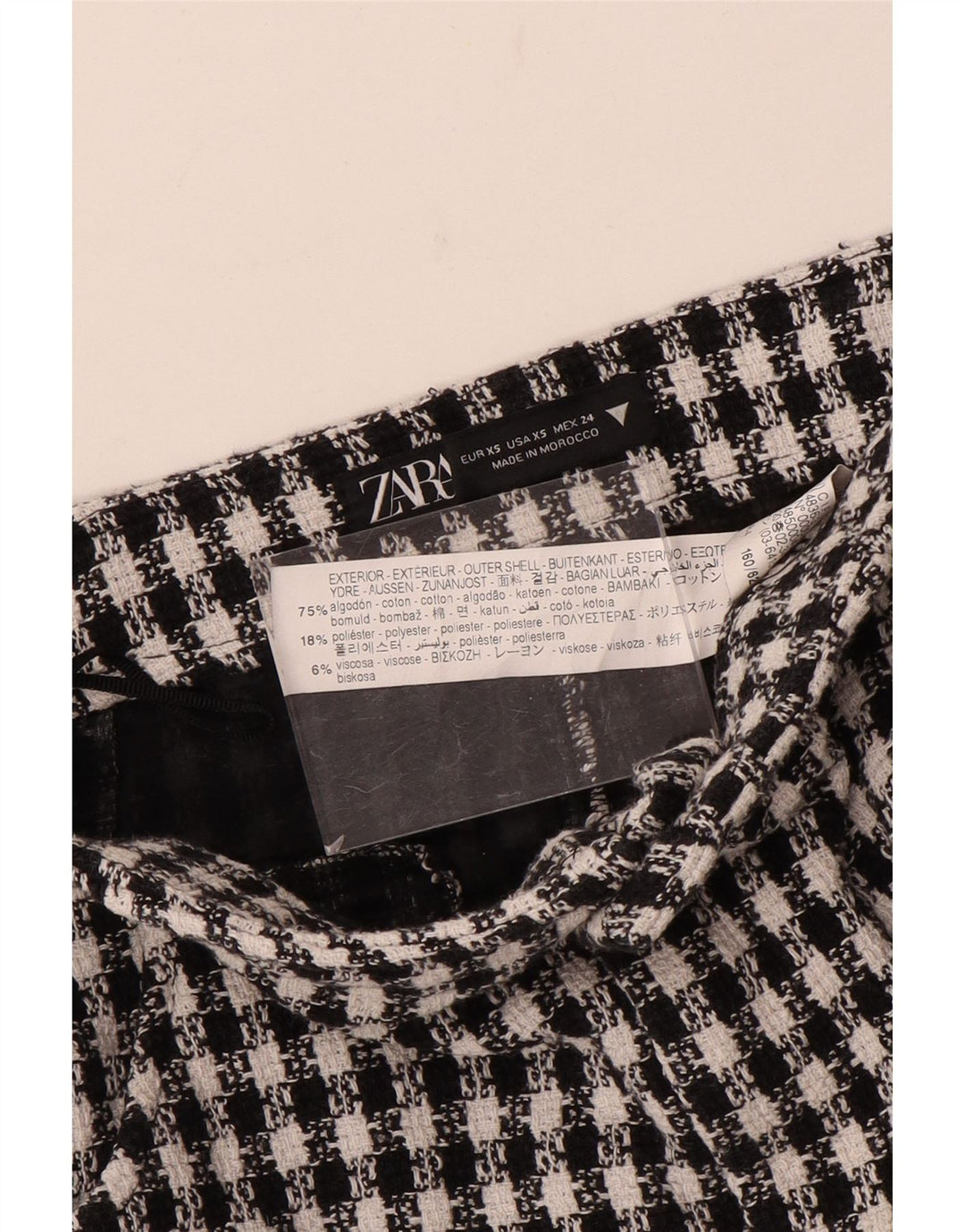 Fustă mini pentru femei Zara XS W24 bumbac picior de găin negru