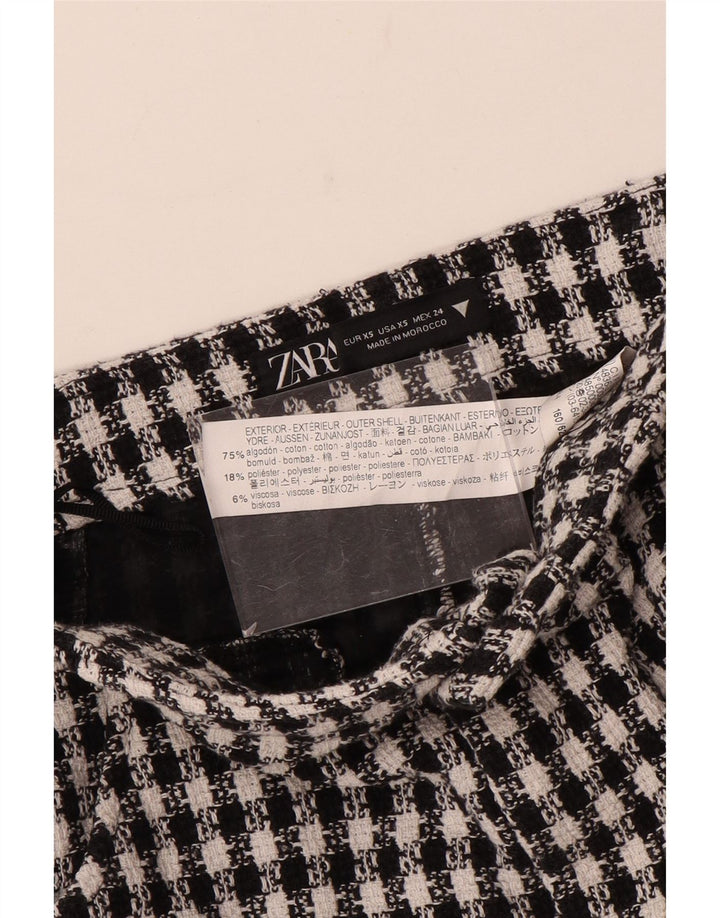 Fustă mini pentru femei Zara XS W24 bumbac picior de găin negru