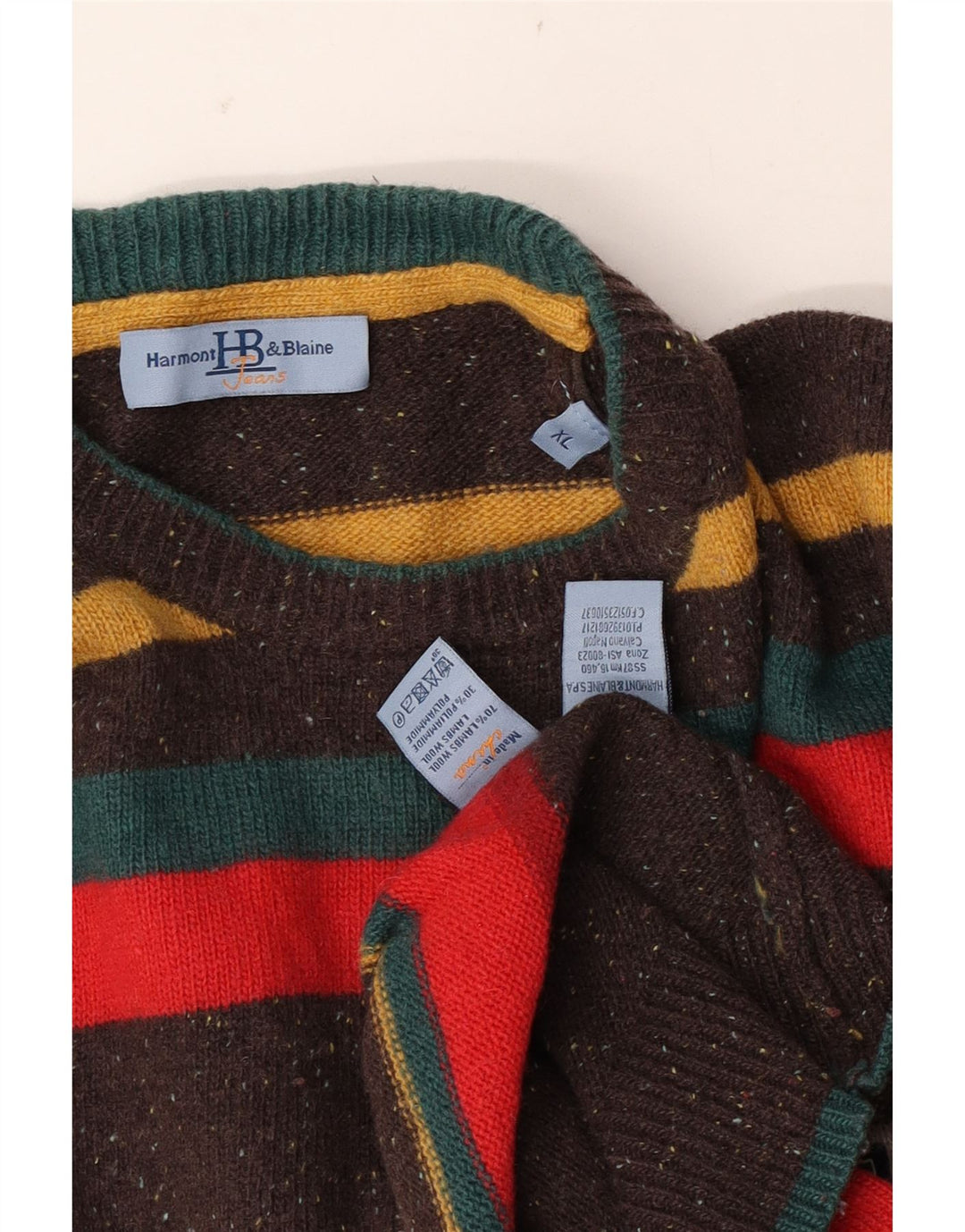 Pulover Harmont & Blaine pentru bărbați, cu gât crew, XL, cu dungi multicolore