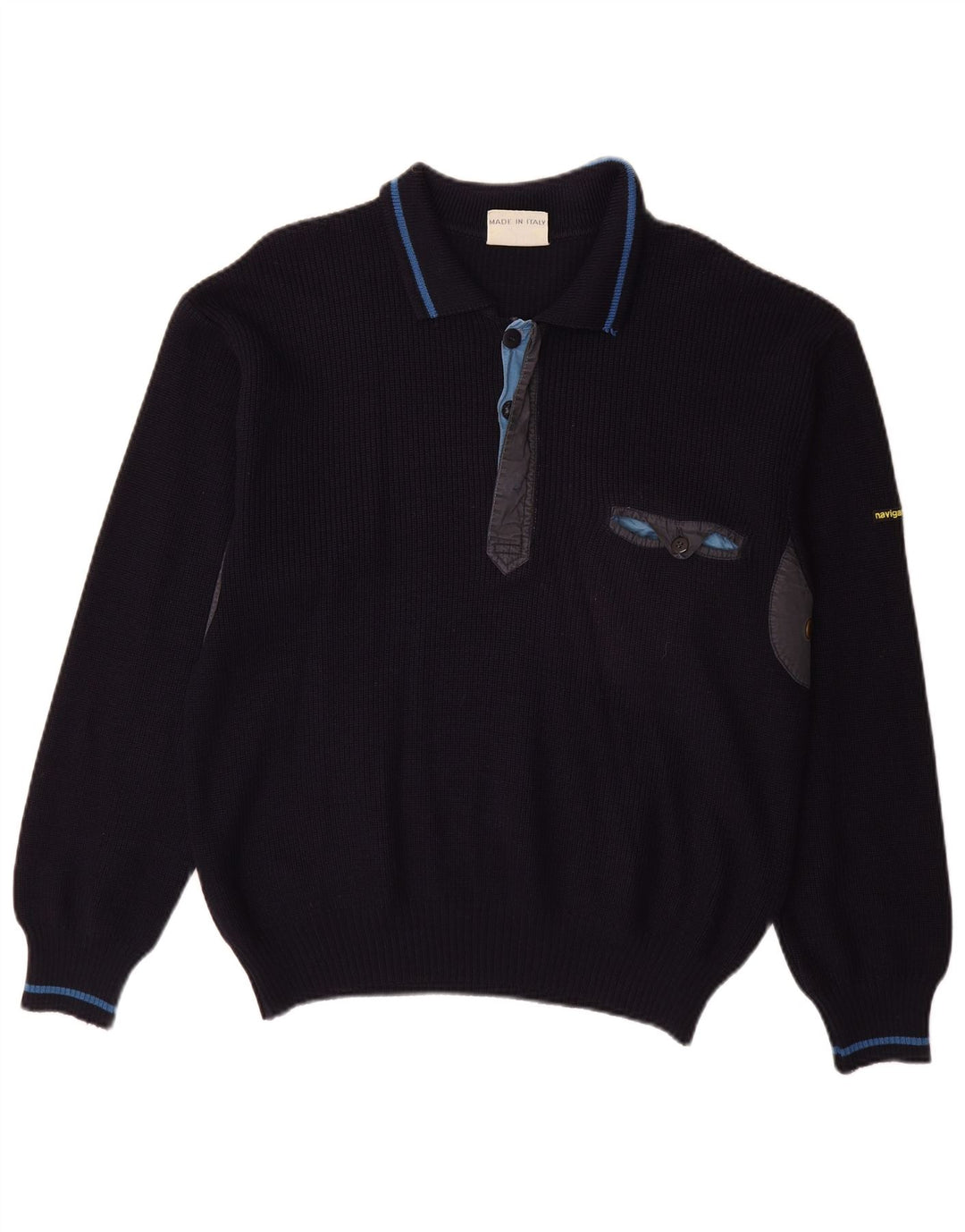 NAVIGARE Pulover cu gât polo pentru bărbați, mare, lână bleumarin