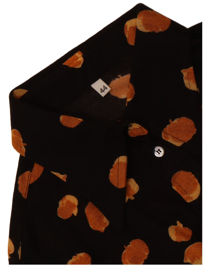 Bluză cămașă vintage pentru femei cu model abstract IT 44 mediu negru