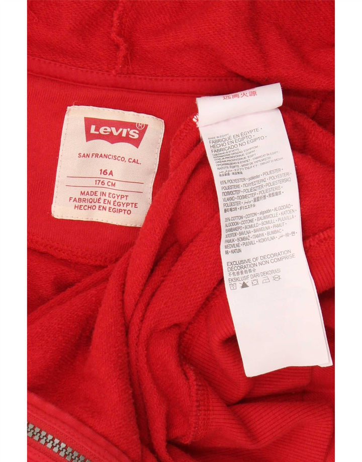 Pulover Levi's pentru băieți, cu fermoar, 15-16 ani, poliester roșu