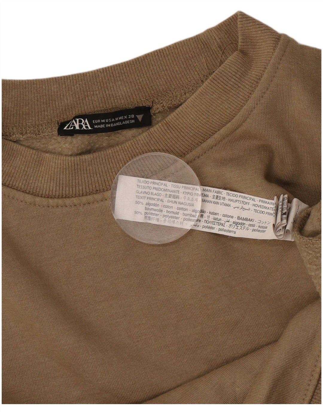 Pulover pentru damă Zara Crop Pulover UK 14 Medium Bej Bumbac