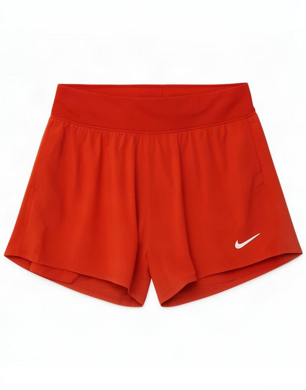 Nike Womens Dri Fit Slim Sport Shorts UK 8 Small Orange Poliester