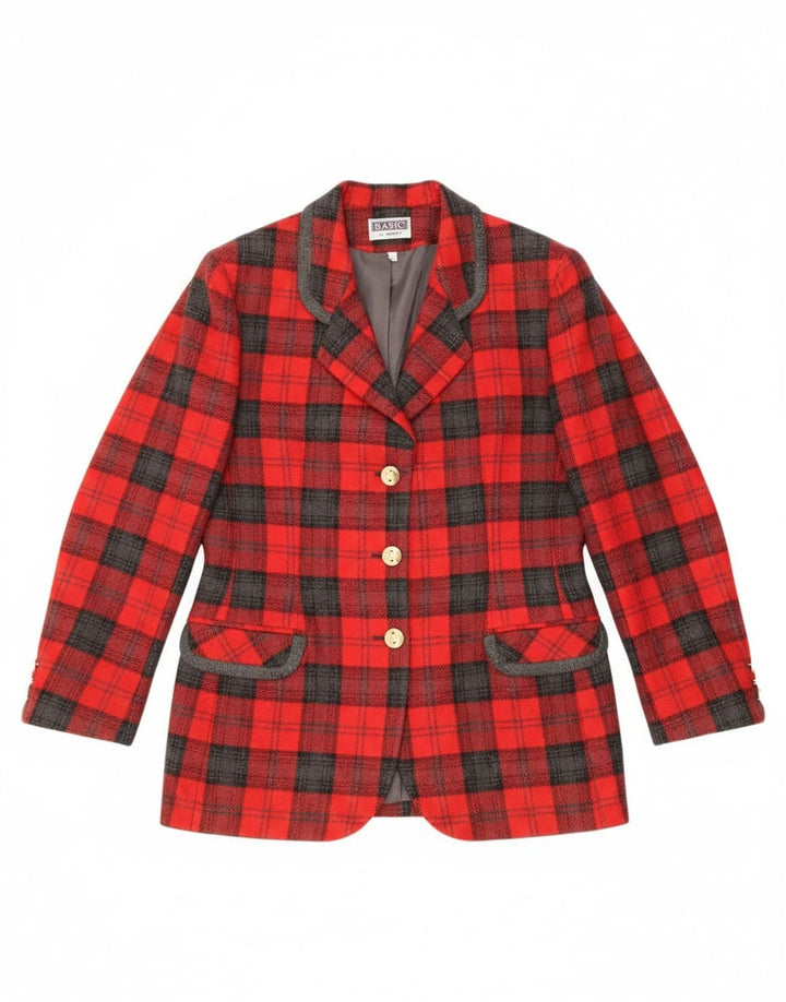 Sacou Bagarry pentru femei cu 3 nasturi IT 44 Lână cu carouri roșii medii