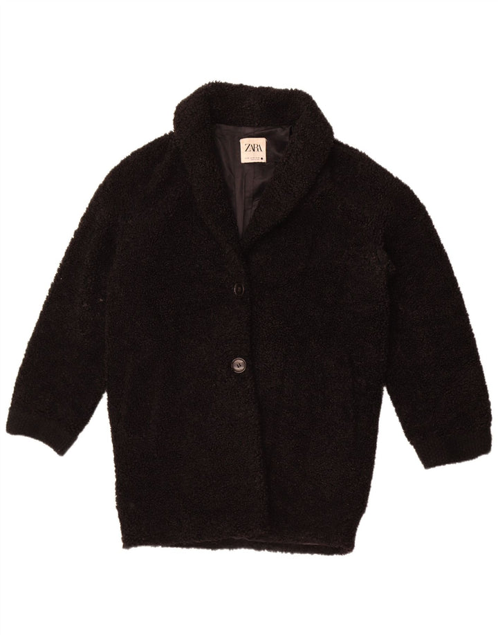 Pardesiu supradimensionat din lână Zara pentru femei UK 6 XS Poliester negru
