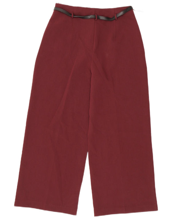 Zara Womens High Waist Wide Leg Casual Trousers Small W26 L25 Burgundy