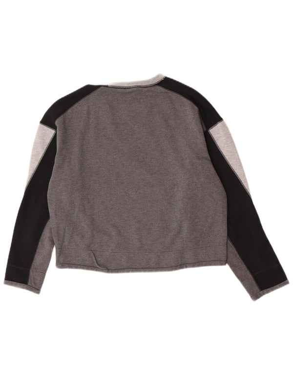 Pulover crop Nike pentru femei UK 10 mic, gri, bumbac color bloc