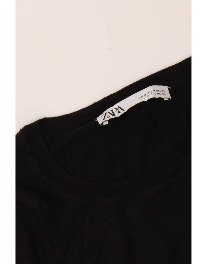 Pulover pentru femeie cu gât de barcă Zara UK 14 Medium Negru