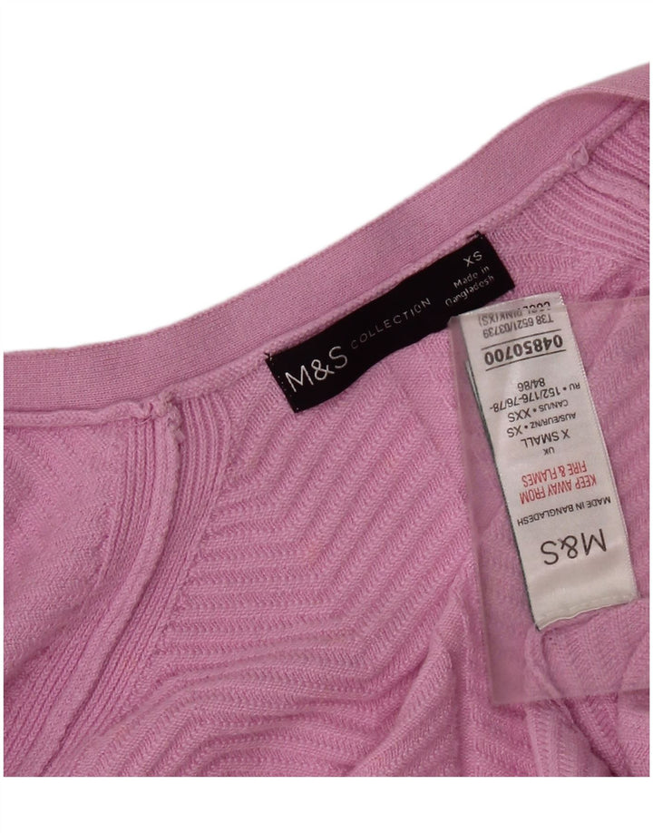 MARKS & SPENCER Pulover cardigan deschis pentru femei UK 10 Small Pink Chevron