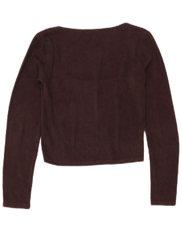 Crop Top pentru femei Zara cu mânecă lungă UK 12 Poliester maro mediu