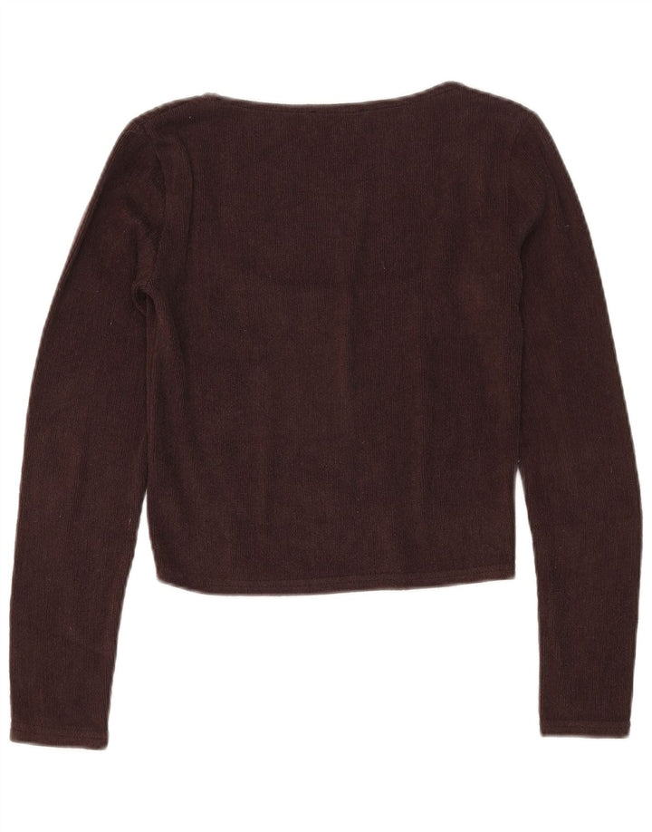 Crop Top pentru femei Zara cu mânecă lungă UK 12 Poliester maro mediu