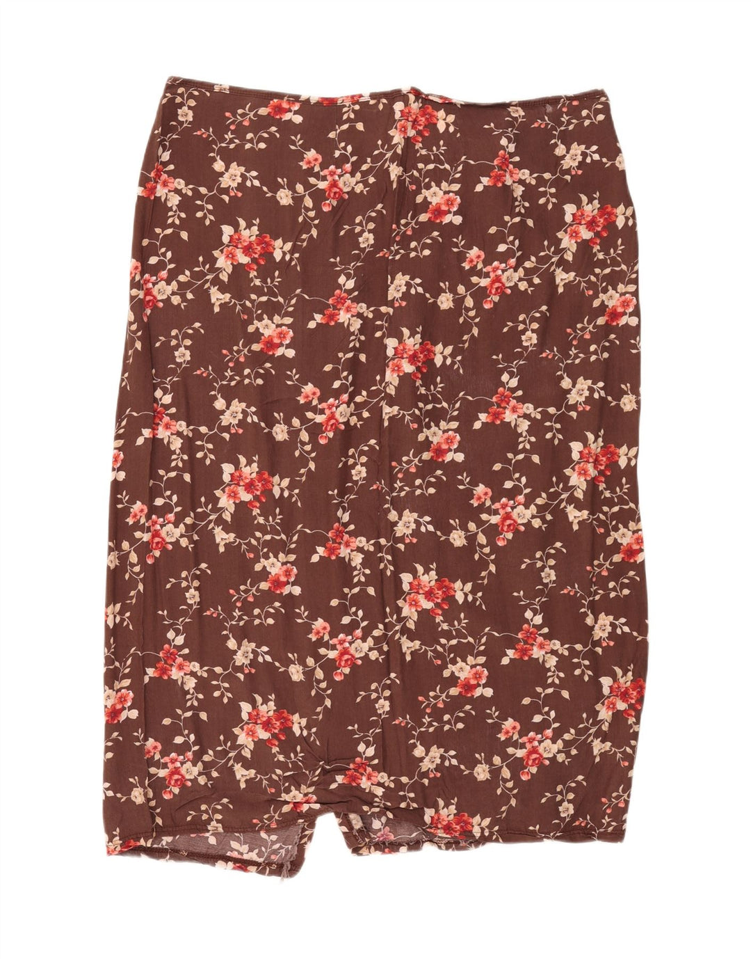 VINTAGE Womens Wrap Skirt W35 Large Brown Floral Polyester Vintage Vintage and Second-Hand Vintage from Messina Hembry 