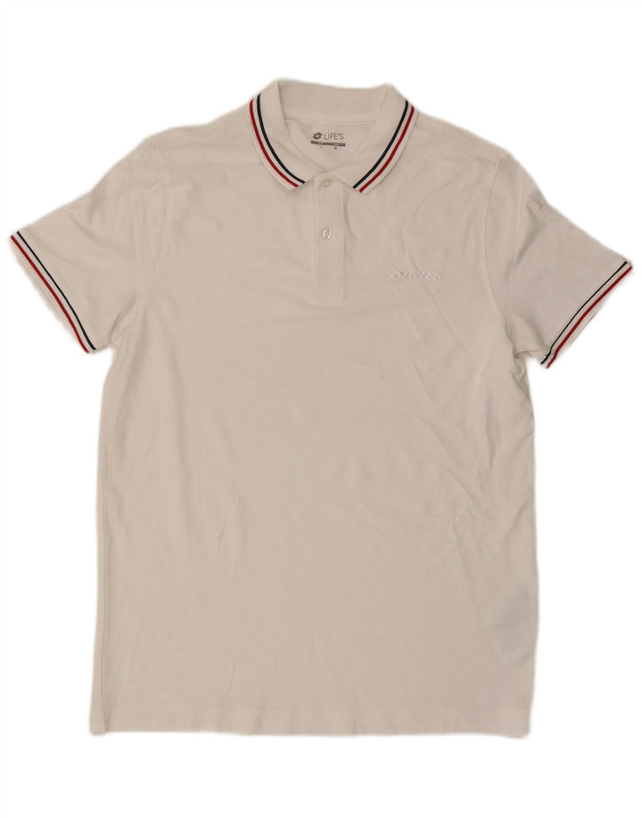 Tricou polo pentru bărbați Lotto, bumbac alb mediu