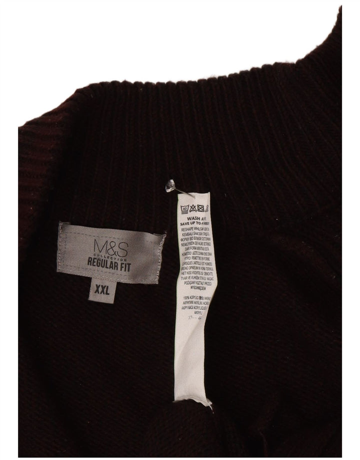 Pulover cardigan pentru bărbați Marks & Spencer, cu o formă regulată, 2XL Bordeaux Poliacrilic