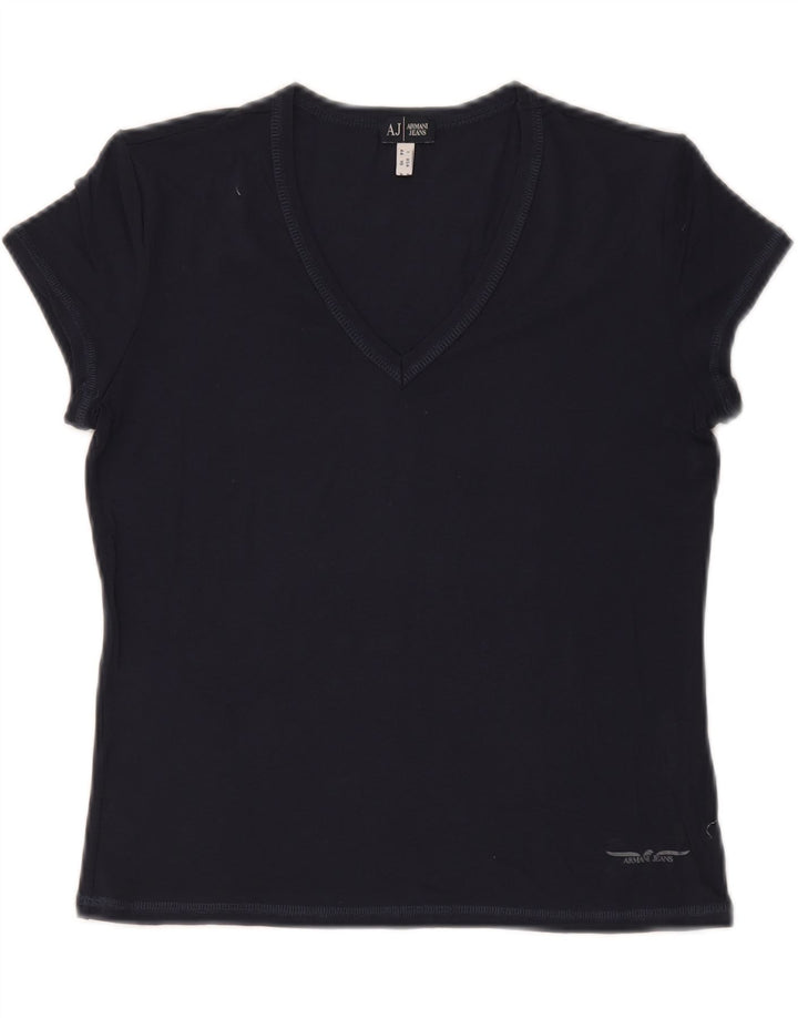 ARMANI JEANS Tricou Crop Femei Top IT 44 Medium Bleumarin Viscoza