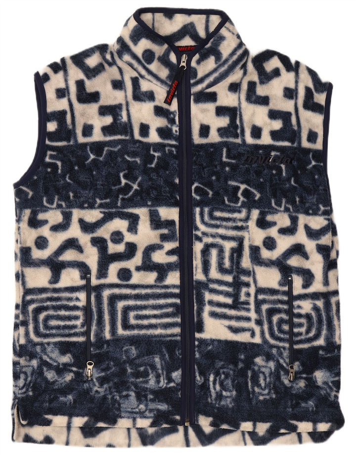 Invicta Mens Fleece Gilet UK 38 Medium Bleumarin Poliester Geometric