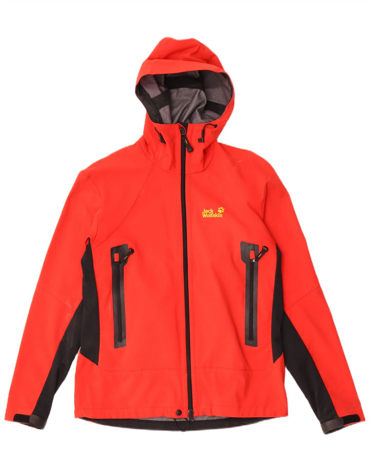 Jack Wolfskin Jachetă de ploaie cu glugă pentru bărbați UK 36/38 Medium Red Colorblock