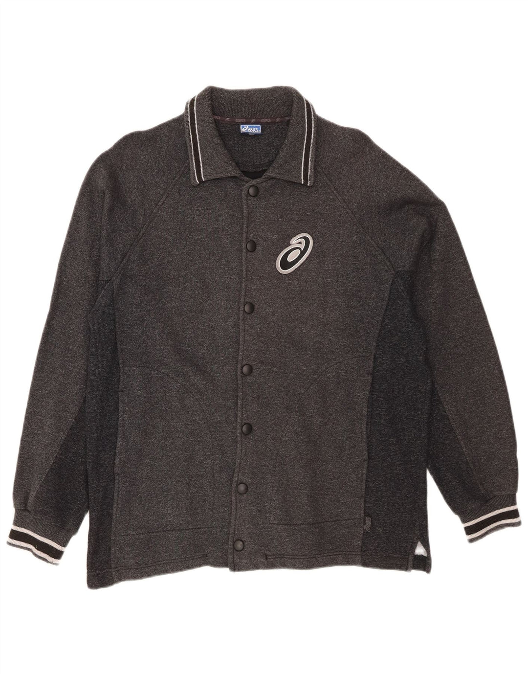 Pulover cardigan pentru bărbați Asics, bumbac cu dungi, gri mediu
