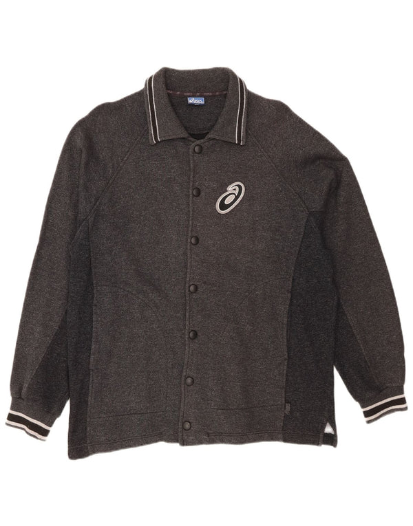 Pulover cardigan pentru bărbați Asics, bumbac cu dungi, gri mediu